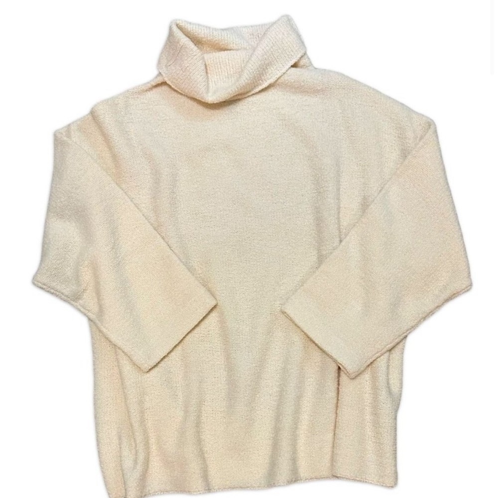 Eileen Fisher Wool Blend TurtleNeck Knit Ivory Sweater